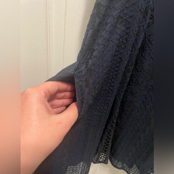 Free People Wherever You Go Mini Dress Black and Navy Lace with Pockets - Picture 5 of 6